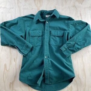 FIVEBROTHER Flannel Shirt Mens Medium Green Solid Long Sleeve Button Up Workwear